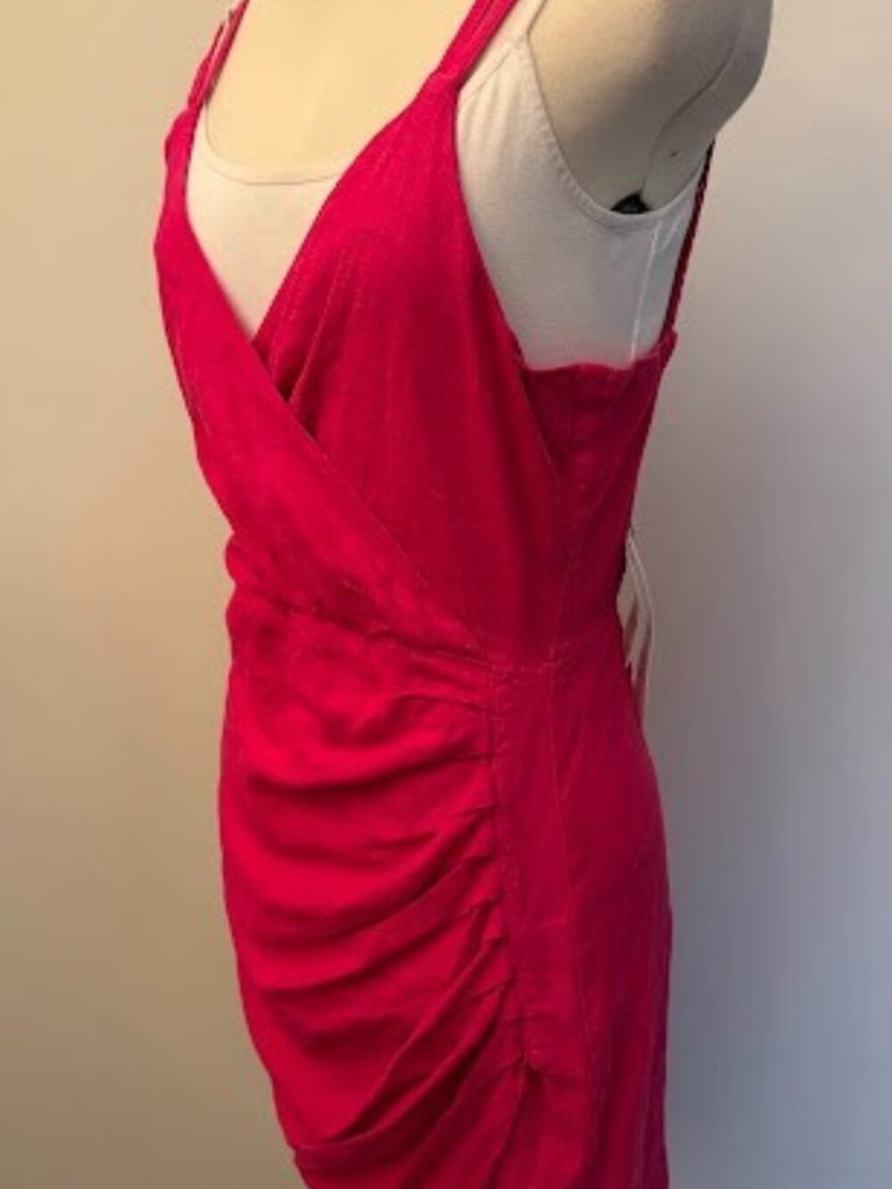 Zara Linen Dress Pink Faux Wrap Double Tie Back size M